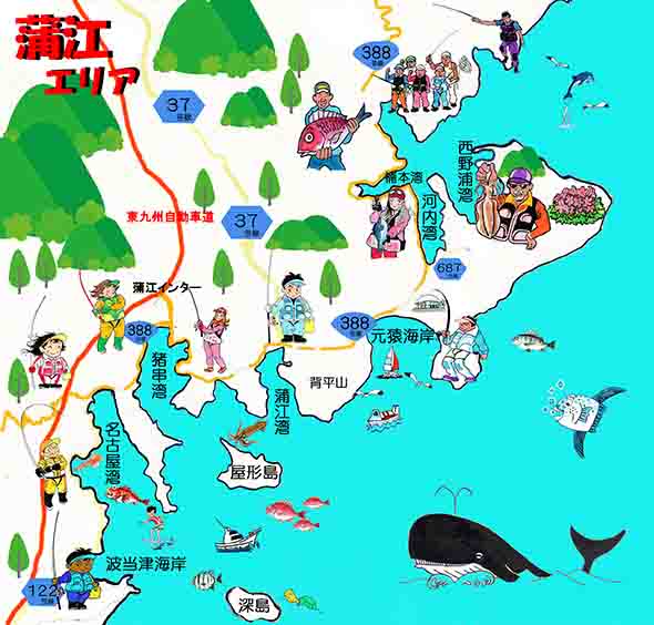 蒲江の魚釣りマップ